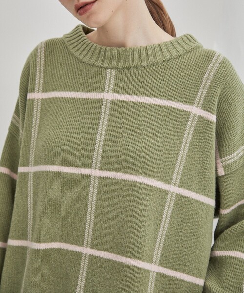 WRAPINKNOT(ラッピンノット)の「【WRAPINKNOT(ラッピンノット)】《STUDIOUS別注》バイカラーチェックニット LPO26(ニット/セーター・レディース・ホワイト/ブラウン/グリーン/パープル・FREE)」の20枚目の写真