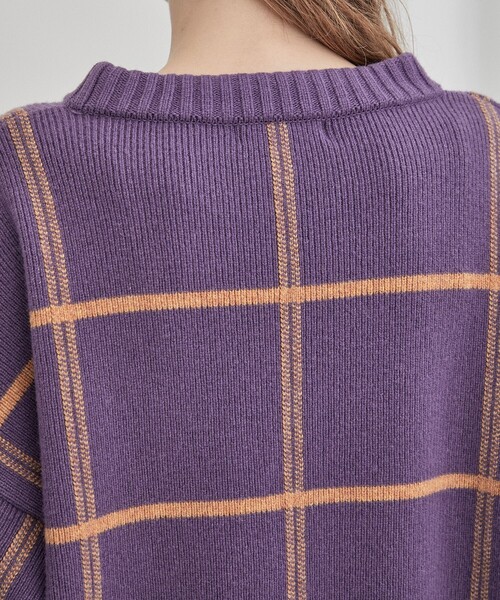 WRAPINKNOT(ラッピンノット)の「【WRAPINKNOT(ラッピンノット)】《STUDIOUS別注》バイカラーチェックニット LPO26(ニット/セーター・レディース・ホワイト/ブラウン/グリーン/パープル・FREE)」の12枚目の写真