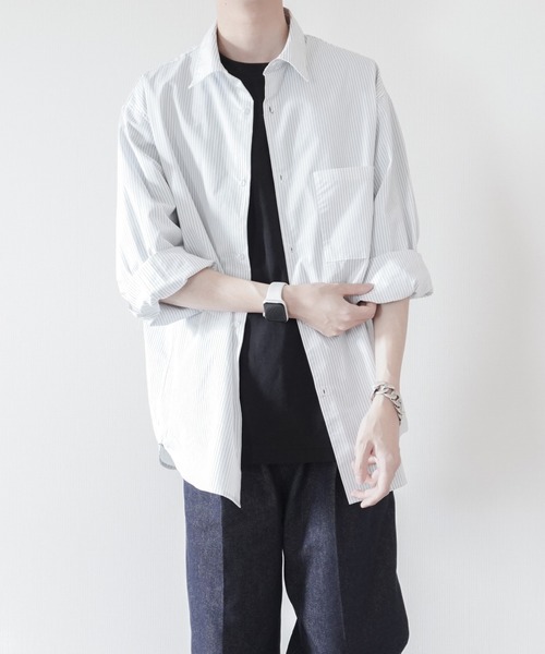 melt.（メルト）の「RELUX BASIC STRIPE SHIRT / リラックスベーシックストライプシャツ（シャツ/ブラウス・メンズ・ホワイト・SMALL/MEDIUM）」の3枚目の写真