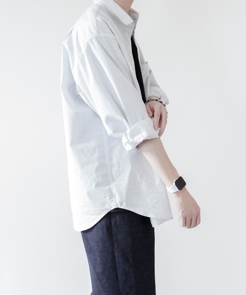 melt.（メルト）の「RELUX BASIC STRIPE SHIRT / リラックスベーシックストライプシャツ（シャツ/ブラウス・メンズ・ホワイト・SMALL/MEDIUM）」の4枚目の写真