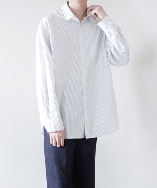 melt.（メルト）の「RELUX BASIC STRIPE SHIRT / リラックスベーシックストライプシャツ（シャツ/ブラウス・メンズ・ホワイト・SMALL/MEDIUM）」の5枚目の写真
