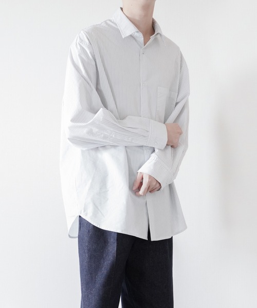 melt.（メルト）の「RELUX BASIC STRIPE SHIRT / リラックスベーシックストライプシャツ（シャツ/ブラウス・メンズ・ホワイト・SMALL/MEDIUM）」の7枚目の写真