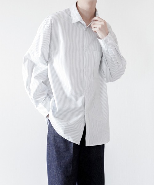 melt.（メルト）の「RELUX BASIC STRIPE SHIRT / リラックスベーシックストライプシャツ（シャツ/ブラウス・メンズ・ホワイト・SMALL/MEDIUM）」の8枚目の写真