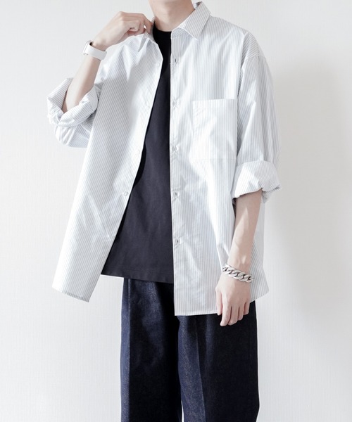 melt.（メルト）の「RELUX BASIC STRIPE SHIRT / リラックスベーシックストライプシャツ（シャツ/ブラウス・メンズ・ホワイト・SMALL/MEDIUM）」の14枚目の写真