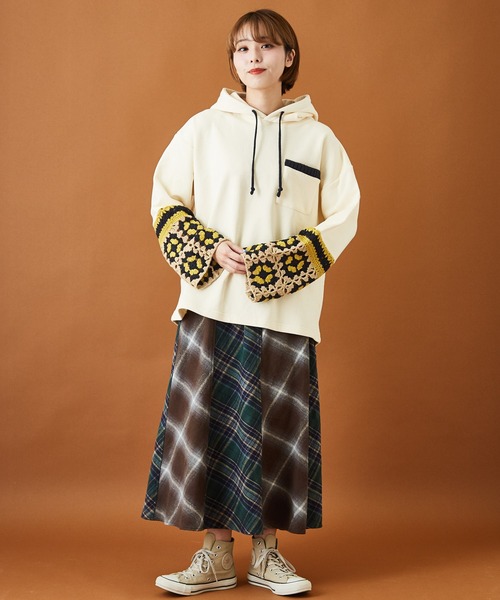 かぎ編みパーカー Hooded parka】できあがり 模様で編む 春用 フード付きパーカー