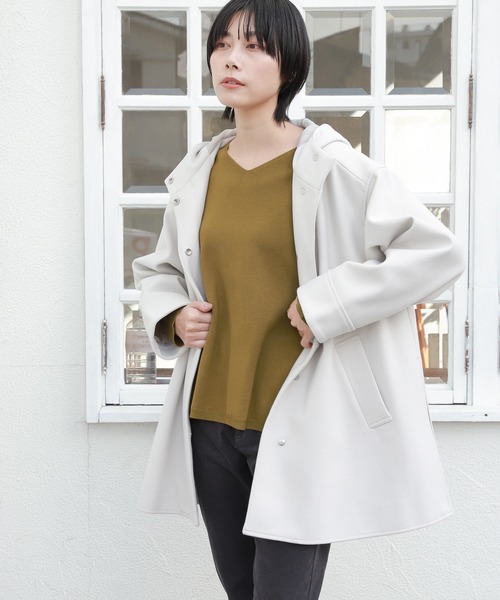 LAKOLE(ラコレ)の「ウーリーテックフーデッドポンチョコート / 255800(ポンチョ・レディース・ベージュ/サンドグレー/アイボリー・SMALL/MEDIUM)」の20枚目の写真