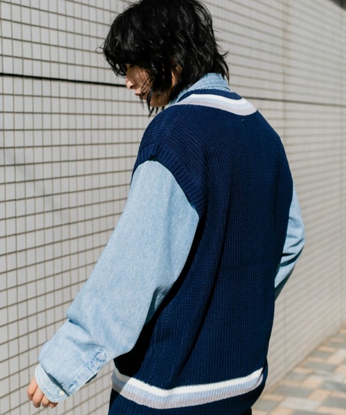 BROKEN BASE(ブロークンベース)の「チルデンVネックベスト(ベスト・メンズ・オフホワイト/ネイビー・MEDIUM/LARGE)」の15枚目の写真