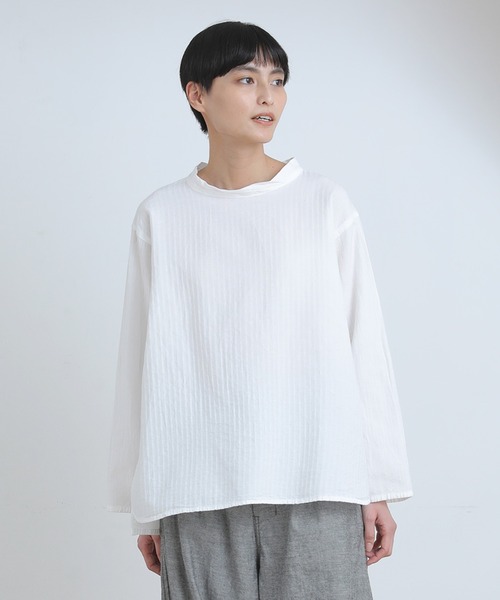 Plantation（プランテーション）の「ストライプシャツ/ブラウス（シャツ/ブラウス・レディース・ブルー/ホワイト/ダークグレー・M size）」の2枚目の写真