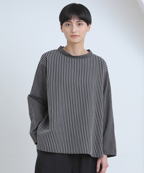 Plantation（プランテーション）の「ストライプシャツ/ブラウス（シャツ/ブラウス・レディース・ブルー/ホワイト/ダークグレー・M size）」の3枚目の写真