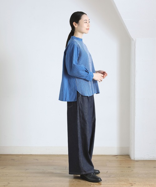 Plantation（プランテーション）の「ストライプシャツ/ブラウス（シャツ/ブラウス・レディース・ブルー/ホワイト/ダークグレー・M size）」の16枚目の写真