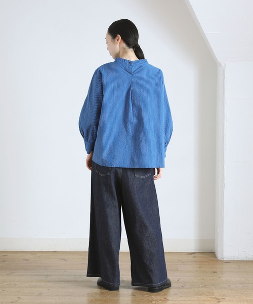 Plantation（プランテーション）の「ストライプシャツ/ブラウス（シャツ/ブラウス・レディース・ブルー/ホワイト/ダークグレー・M size）」の21枚目の写真