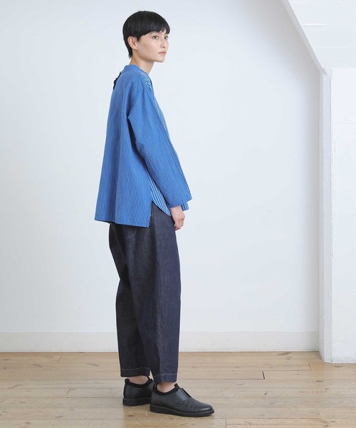 Plantation（プランテーション）の「ストライプシャツ/ブラウス（シャツ/ブラウス・レディース・ブルー/ホワイト/ダークグレー・M size）」の14枚目の写真