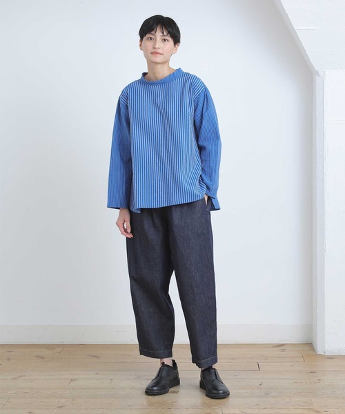 Plantation（プランテーション）の「ストライプシャツ/ブラウス（シャツ/ブラウス・レディース・ブルー/ホワイト/ダークグレー・M size）」の15枚目の写真