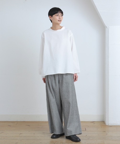 Plantation（プランテーション）の「ストライプシャツ/ブラウス（シャツ/ブラウス・レディース・ブルー/ホワイト/ダークグレー・M size）」の12枚目の写真