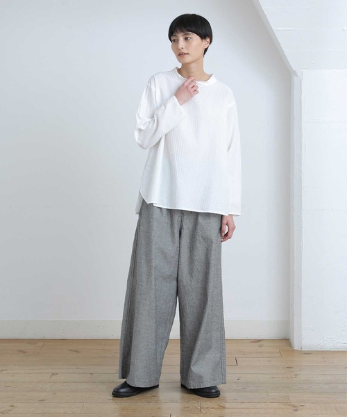 Plantation（プランテーション）の「ストライプシャツ/ブラウス（シャツ/ブラウス・レディース・ブルー/ホワイト/ダークグレー・M size）」の9枚目の写真