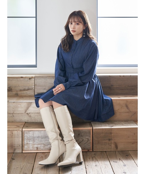 earth music&ecology（アースミュージックアンドエコロジー）の「デニムシャーリングミニワンピース（ワンピース・レディース・インディゴブルー/ライトインディゴブルー・FREE）」の18枚目の写真