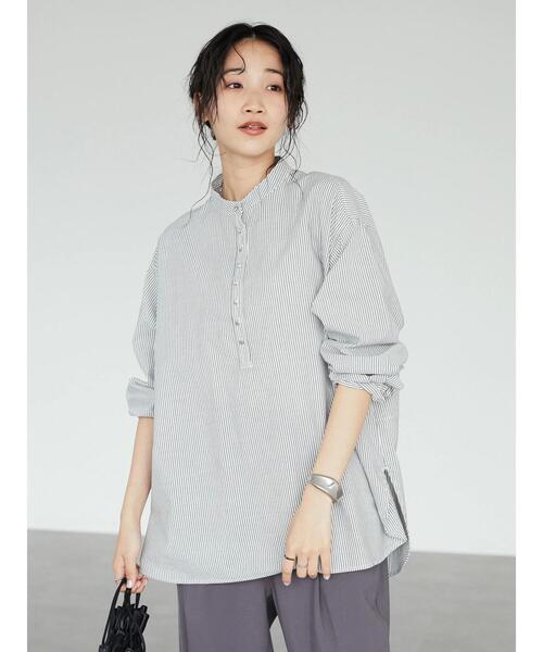 CRAFT STANDARD BOUTIQUE（クラフトスタンダードブティック）の「バンドカラーチュニック　＊◆（シャツ/ブラウス・レディース・アイボリー/ブラック系その他2/ブルー系その他4/レッド系その他2・FREE）」の7枚目の写真