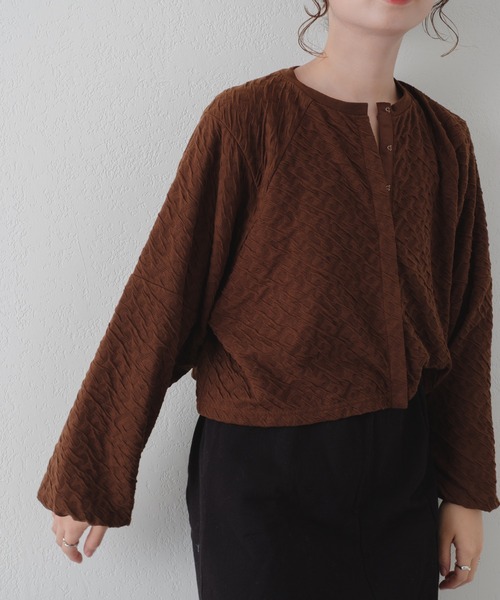 Kastane（カスタネ）の「カットジャガード2WAYカーディガン（カーディガン/ボレロ・レディース・ブラック/ブラウン/アイボリー・FREE）」の12枚目の写真