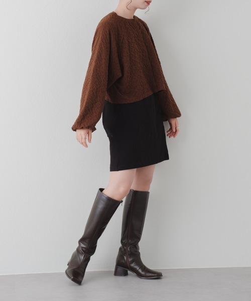 Kastane（カスタネ）の「カットジャガード2WAYカーディガン（カーディガン/ボレロ・レディース・ブラック/ブラウン/アイボリー・FREE）」の9枚目の写真