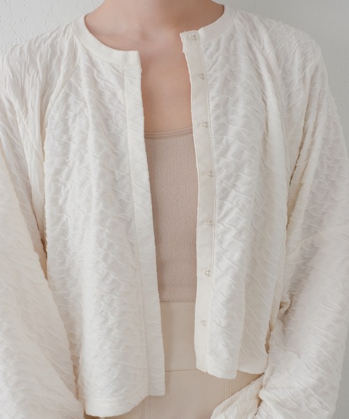 Kastane（カスタネ）の「カットジャガード2WAYカーディガン（カーディガン/ボレロ・レディース・ブラック/ブラウン/アイボリー・FREE）」の7枚目の写真