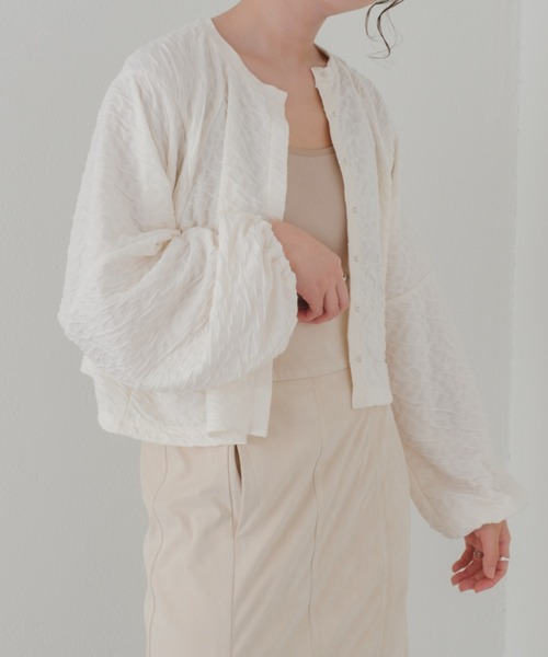 Kastane（カスタネ）の「カットジャガード2WAYカーディガン（カーディガン/ボレロ・レディース・ブラック/ブラウン/アイボリー・FREE）」の5枚目の写真