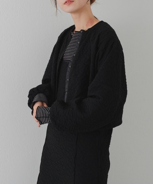 Kastane（カスタネ）の「カットジャガード2WAYカーディガン（カーディガン/ボレロ・レディース・ブラック/ブラウン/アイボリー・FREE）」の4枚目の写真