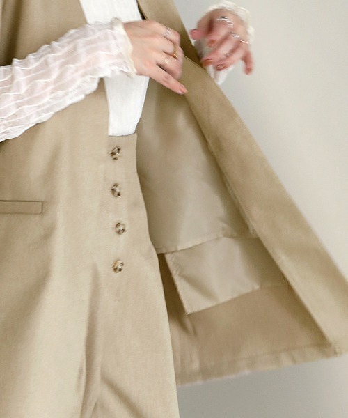 Bab(バブ)の「【セットアップ対応】ノーカラーベスト(ベスト・レディース・ブラウン/ライトグリーン/ベージュ・M)」の21枚目の写真