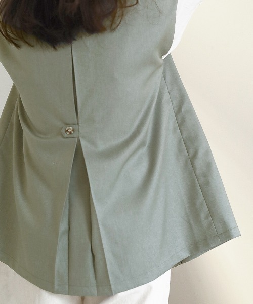 Bab(バブ)の「【セットアップ対応】ノーカラーベスト(ベスト・レディース・ブラウン/ライトグリーン/ベージュ・M)」の11枚目の写真