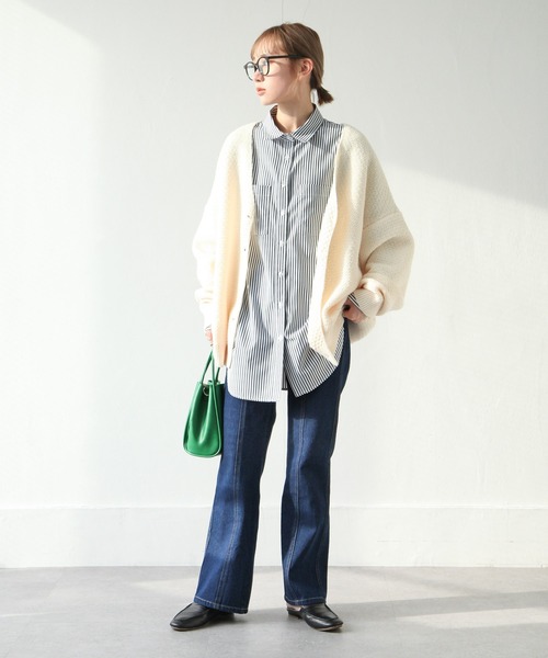 Chillfar（チルファー）の「ストライプルーズシャツ ビッグシルエット（シャツ/ブラウス・レディース・グリーン/ネイビー/ブラック・MEDIUM/LARGE）」の5枚目の写真