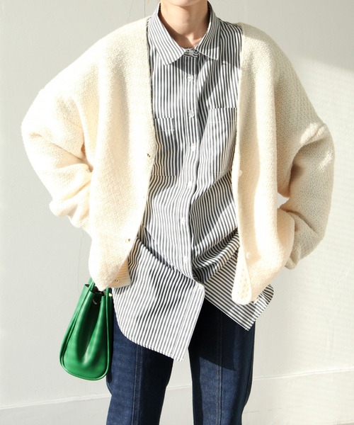 Chillfar（チルファー）の「ストライプルーズシャツ ビッグシルエット（シャツ/ブラウス・レディース・グリーン/ネイビー/ブラック・MEDIUM/LARGE）」の6枚目の写真