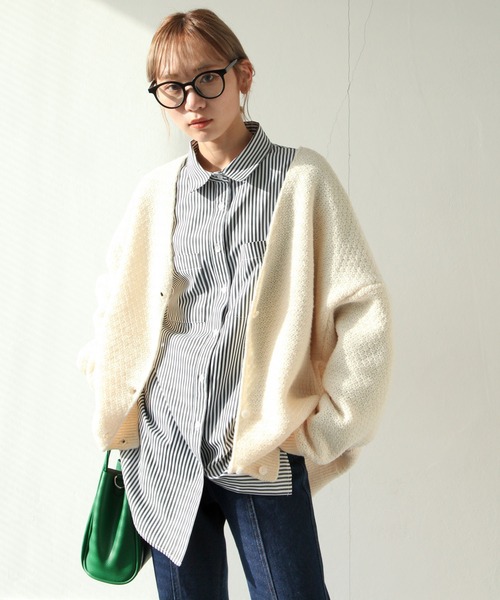 Chillfar（チルファー）の「ストライプルーズシャツ ビッグシルエット（シャツ/ブラウス・レディース・グリーン/ネイビー/ブラック・MEDIUM/LARGE）」の7枚目の写真