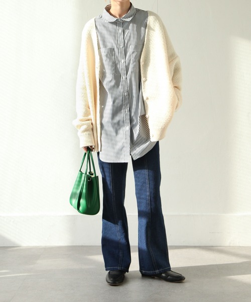 Chillfar（チルファー）の「ストライプルーズシャツ ビッグシルエット（シャツ/ブラウス・レディース・グリーン/ネイビー/ブラック・MEDIUM/LARGE）」の8枚目の写真