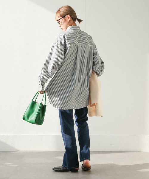 Chillfar（チルファー）の「ストライプルーズシャツ ビッグシルエット（シャツ/ブラウス・レディース・グリーン/ネイビー/ブラック・MEDIUM/LARGE）」の12枚目の写真
