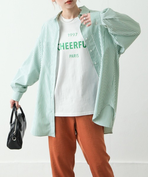 Chillfar（チルファー）の「ストライプルーズシャツ ビッグシルエット（シャツ/ブラウス・レディース・グリーン/ネイビー/ブラック・MEDIUM/LARGE）」の17枚目の写真
