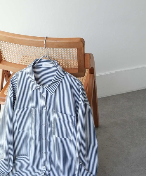 Chillfar（チルファー）の「ストライプルーズシャツ ビッグシルエット（シャツ/ブラウス・レディース・グリーン/ネイビー/ブラック・MEDIUM/LARGE）」の20枚目の写真