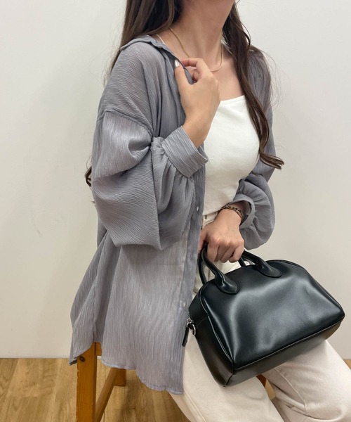 WEGO(ウィゴー)の「WEGO/【WEB限定】楊柳シアールーズシャツ(シャツ/ブラウス・レディース・ホワイト/グレー/ベージュ・FREE)」の2枚目の写真
