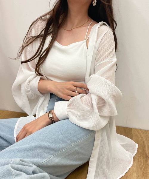 WEGO(ウィゴー)の「WEGO/【WEB限定】楊柳シアールーズシャツ(シャツ/ブラウス・レディース・ホワイト/グレー/ベージュ・FREE)」の1枚目の写真