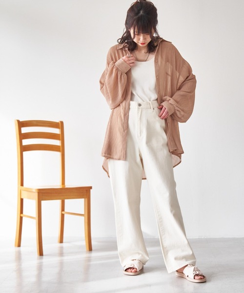 WEGO(ウィゴー)の「WEGO/【WEB限定】楊柳シアールーズシャツ(シャツ/ブラウス・レディース・ホワイト/グレー/ベージュ・FREE)」の14枚目の写真