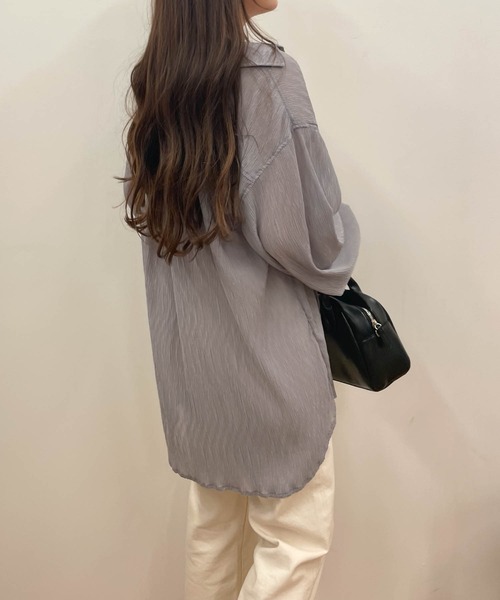 WEGO(ウィゴー)の「WEGO/【WEB限定】楊柳シアールーズシャツ(シャツ/ブラウス・レディース・ホワイト/グレー/ベージュ・FREE)」の4枚目の写真