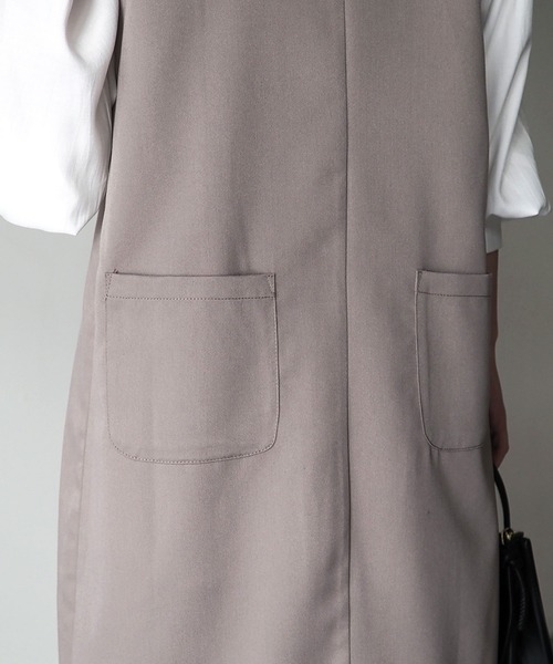 Riberry（リベリー）の「Vネックジャンパースカート（ジャンパースカート・レディース・ブラウン/ライトベージュ/グリーン・MEDIUM）」の5枚目の写真