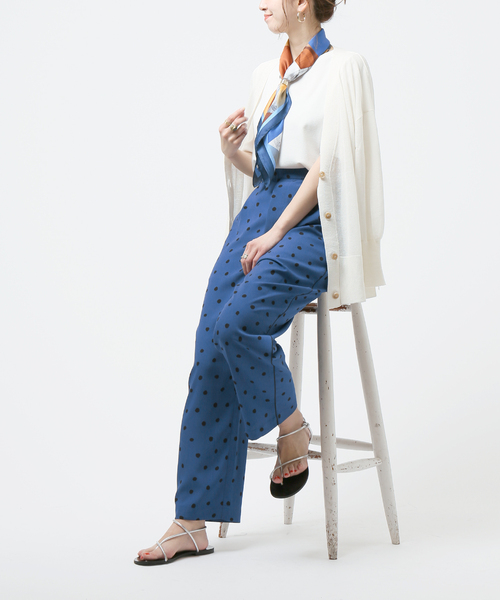 Simplicite(サンプリシテ)の「ドットプリントタックパンツ(スラックス・レディース・ブラック/ブルー/ナチュラル・FREE)」の11枚目の写真