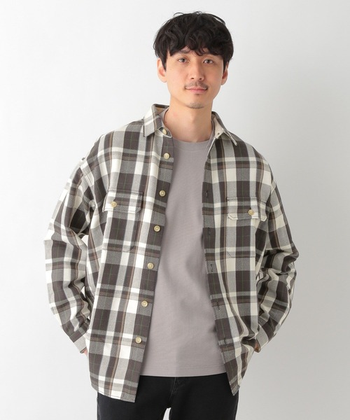 GLOBAL WORK(グローバルワーク)の「ヘビーカルゼCPOシャツ/263063(シャツ/ブラウス・メンズ・グレー/ミント/ライトベージュ・MEDIUM/LARGE)」の2枚目の写真