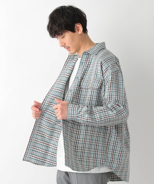 GLOBAL WORK(グローバルワーク)の「ヘビーカルゼCPOシャツ/263063(シャツ/ブラウス・メンズ・グレー/ミント/ライトベージュ・MEDIUM/LARGE)」の3枚目の写真