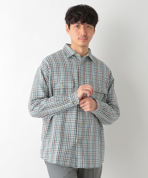 GLOBAL WORK(グローバルワーク)の「ヘビーカルゼCPOシャツ/263063(シャツ/ブラウス・メンズ・グレー/ミント/ライトベージュ・MEDIUM/LARGE)」の6枚目の写真
