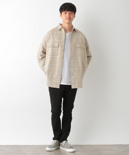 GLOBAL WORK(グローバルワーク)の「ヘビーカルゼCPOシャツ/263063(シャツ/ブラウス・メンズ・グレー/ミント/ライトベージュ・MEDIUM/LARGE)」の7枚目の写真