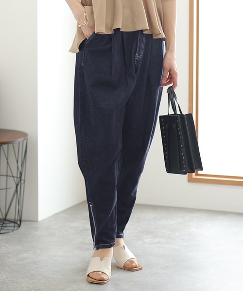 ElegChic（エレグシック）の「エッジテーパードデニムパンツ（デニムパンツ・レディース・ワンウォッシュ/ブルー・3L/4L/L/XL/M）」の2枚目の写真