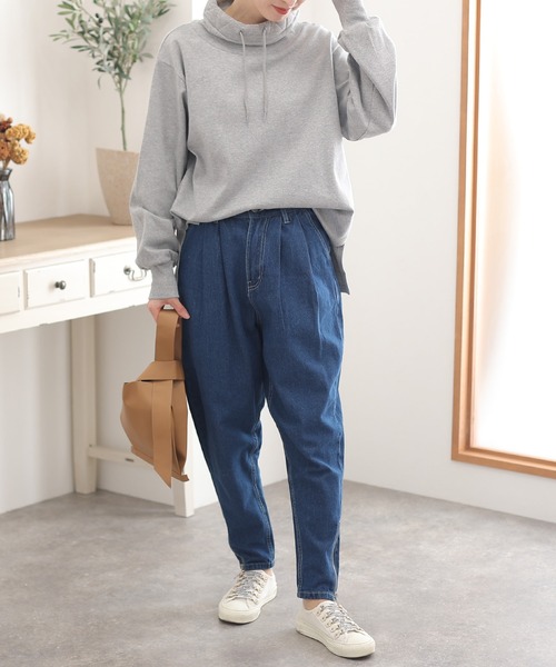 ElegChic（エレグシック）の「エッジテーパードデニムパンツ（デニムパンツ・レディース・ワンウォッシュ/ブルー・3L/4L/L/XL/M）」の6枚目の写真