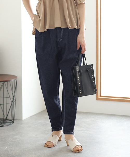 ElegChic（エレグシック）の「エッジテーパードデニムパンツ（デニムパンツ・レディース・ワンウォッシュ/ブルー・3L/4L/L/XL/M）」の7枚目の写真