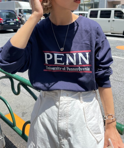 CIAOPANIC（チャオパニック）の「PENN ロングスリーブTシャツ（Tシャツ/カットソー・レディース・ライトグレー/ネイビー/オフホワイト・FREE）」の3枚目の写真