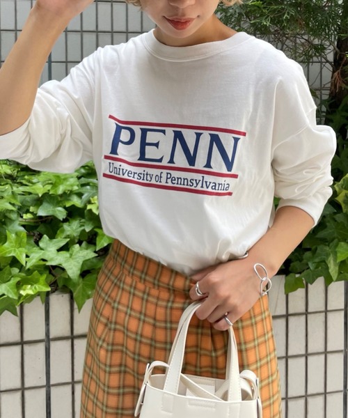 CIAOPANIC（チャオパニック）の「PENN ロングスリーブTシャツ（Tシャツ/カットソー・レディース・ライトグレー/ネイビー/オフホワイト・FREE）」の2枚目の写真